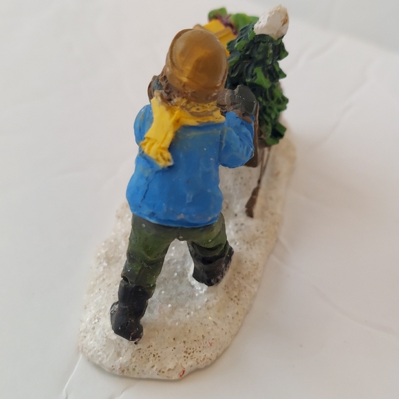 Boy Pushing Sled Gifts Christmas Village Figurine - Picture 7 of 8